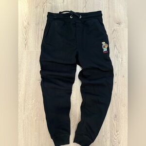 Ralph Lauren Women's Black Sweatpants with Bear Logo